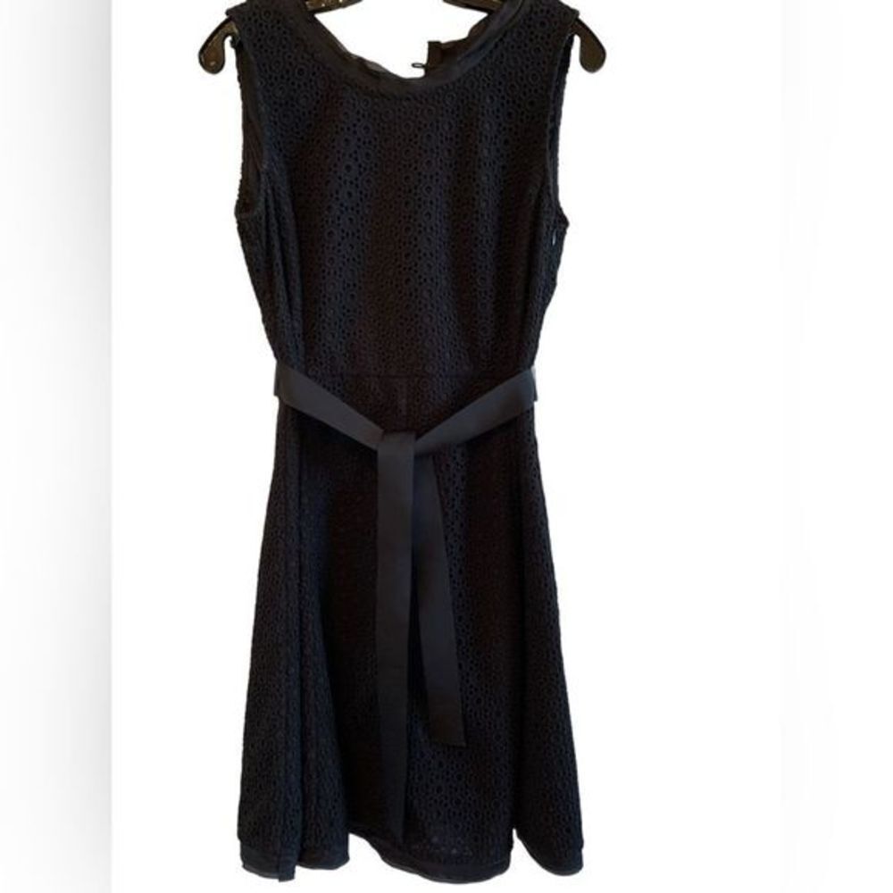 Armani Collezioni Black Eyelet Scoop Neck Dress Sz 6
